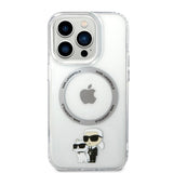 Husa de protectie Karl Lagerfeld Hardcase MagSafe (KLHMP14LHNKCIT) compatibil cu iPhone 14 Pro, Transparent Iconic Karl&Choupette