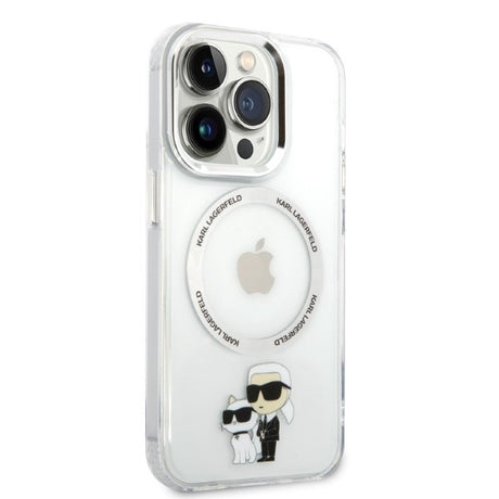 Husa de protectie Karl Lagerfeld Hardcase MagSafe (KLHMP14LHNKCIT) compatibil cu iPhone 14 Pro, Transparent Iconic Karl&Choupette