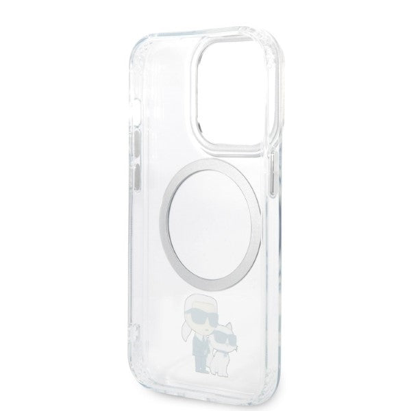 Husa de protectie Karl Lagerfeld Hardcase MagSafe (KLHMP14LHNKCIT) compatibil cu iPhone 14 Pro, Transparent Iconic Karl&Choupette