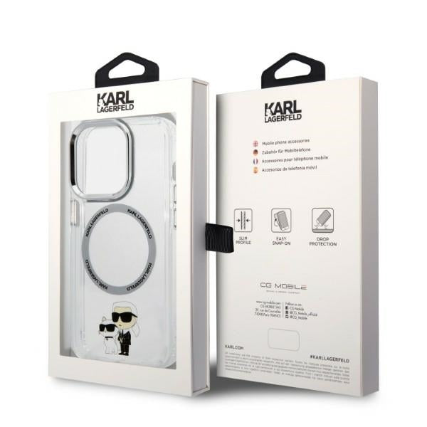 Husa de protectie Karl Lagerfeld Hardcase MagSafe (KLHMP14LHNKCIT) compatibil cu iPhone 14 Pro, Transparent Iconic Karl&Choupette