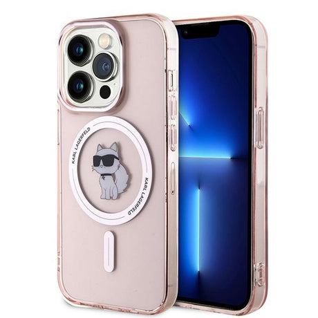 Husa de protectie Karl Lagerfeld IML MagSafe (KLHMP14LHFCCNOP) compatibil cu iPhone 14 Pro, Roz Choupette