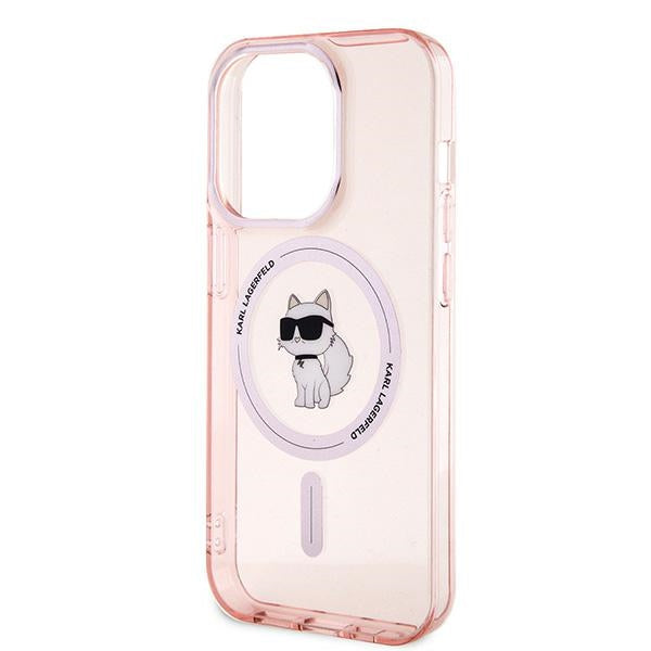 Husa de protectie Karl Lagerfeld IML MagSafe (KLHMP14LHFCCNOP) compatibil cu iPhone 14 Pro, Roz Choupette