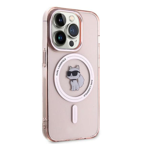 Husa de protectie Karl Lagerfeld IML MagSafe (KLHMP14LHFCCNOP) compatibil cu iPhone 14 Pro, Roz Choupette