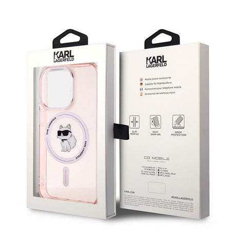 Husa de protectie Karl Lagerfeld IML MagSafe (KLHMP14LHFCCNOP) compatibil cu iPhone 14 Pro, Roz Choupette
