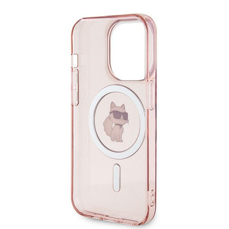 Husa de protectie Karl Lagerfeld IML MagSafe (KLHMP14LHFCCNOP) compatibil cu iPhone 14 Pro, Roz Choupette