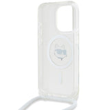 Husa de protectie Karl Lagerfeld IML Crossbody MagSafe (KLHMP14LHCCHNT) compatibil cu iPhone 14 Pro, Transparent Choupette Head&Cord