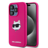Husa de protectie Karl Lagerfeld Silicone MagSafe (KLHMP15XSCHPPLF) compatibil cu iPhone 15 Pro Max, Fuchsia Choupette Head