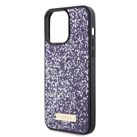Husa de protectie Guess Rhinestone Metal Logo (GUHCP15LPFGSBSP) compatibil cu iPhone 15 Pro, Mov