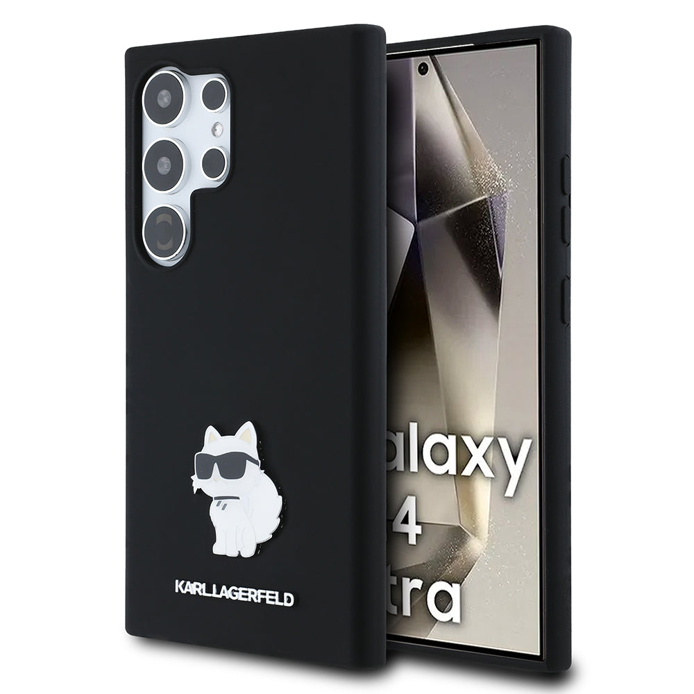 Husa de protectie Karl Lagerfeld Silicone (KLHCS24LSMHCNPK) compatibil cu Samsung Galaxy S24 Ultra, Choupette Metal Pin