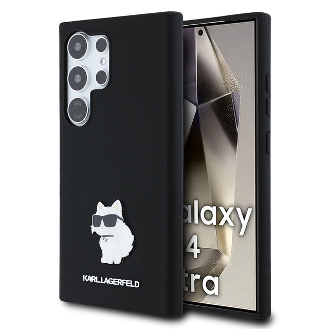Husa de protectie Karl Lagerfeld Silicone (KLHCS24LSMHCNPK) compatibil cu Samsung Galaxy S24 Ultra, Choupette Metal Pin