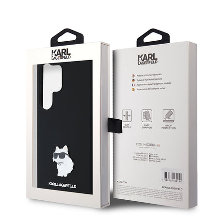 Husa de protectie Karl Lagerfeld Silicone (KLHCS24LSMHCNPK) compatibil cu Samsung Galaxy S24 Ultra, Choupette Metal Pin