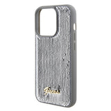 Husa de protectie Guess Sequin Script Metal (GUHCP15XPSFDGSS) compatibil cu iPhone 15 Pro Max, Argintiu