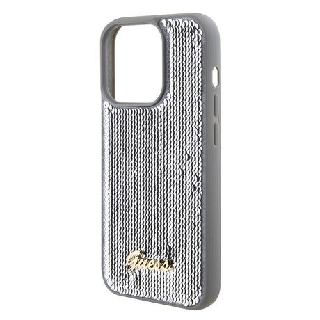 Husa de protectie Guess Sequin Script Metal (GUHCP15XPSFDGSS) compatibil cu iPhone 15 Pro Max, Argintiu