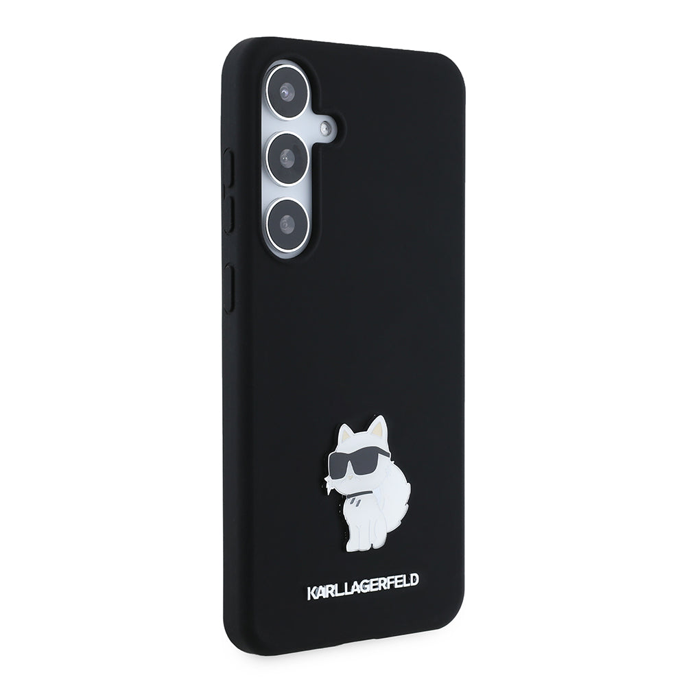 Husa de protectie Karl Lagerfeld Silicone (KLHCS24MSMHCNPK) compatibil cu Samsung Galaxy S24 Plus, Choupette Metal Pin