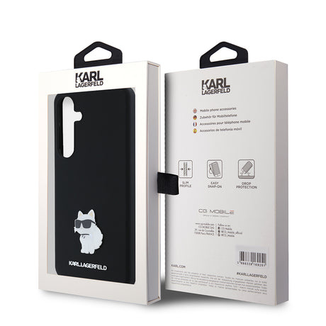 Husa de protectie Karl Lagerfeld Silicone (KLHCS24MSMHCNPK) compatibil cu Samsung Galaxy S24 Plus, Choupette Metal Pin