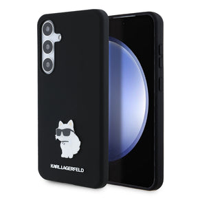Husa de protectie Karl Lagerfeld Silicone (KLHCS24MSMHCNPK) compatibil cu Samsung Galaxy S24 Plus, Choupette Metal Pin
