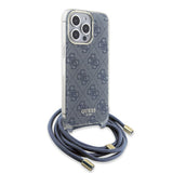 Husa de protectie Guess Crossbody Cord 4G Print (GUHCP15LHC4SEB) compatibil cu iPhone 15 Pro, Albastru