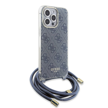 Husa de protectie Guess Crossbody Cord 4G Print (GUHCP15LHC4SEB) compatibil cu iPhone 15 Pro, Albastru