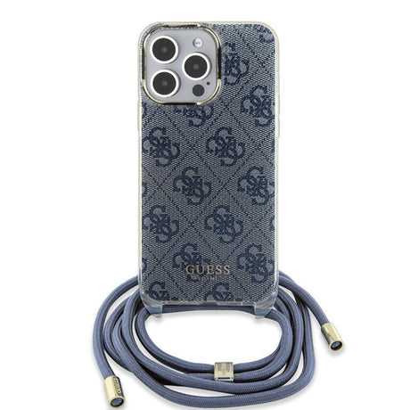 Husa de protectie Guess Crossbody Cord 4G Print (GUHCP15LHC4SEB) compatibil cu iPhone 15 Pro, Albastru