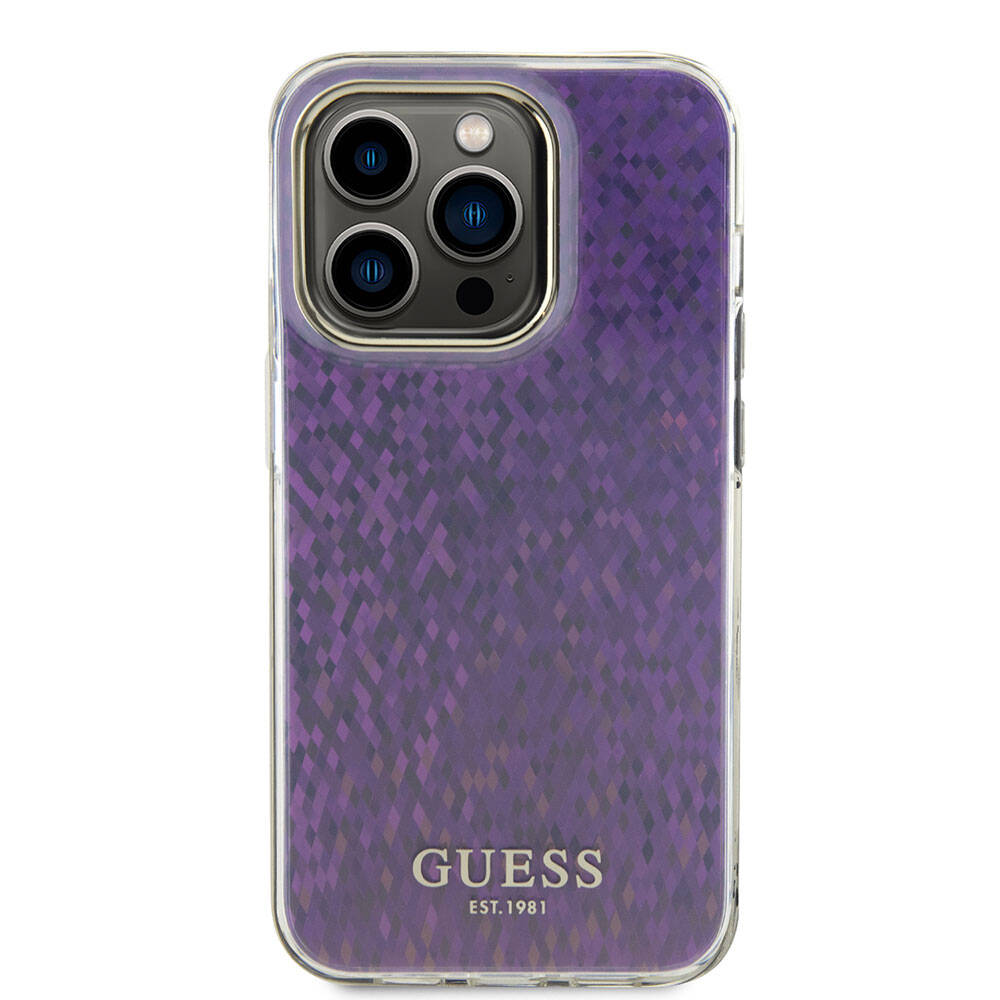 Husa de protectie Guess Hardcase IML Faceted Mirror Disco Iridescent (GUHCP15LHDECMP) compatibil cu iPhone 15 Pro, Roz