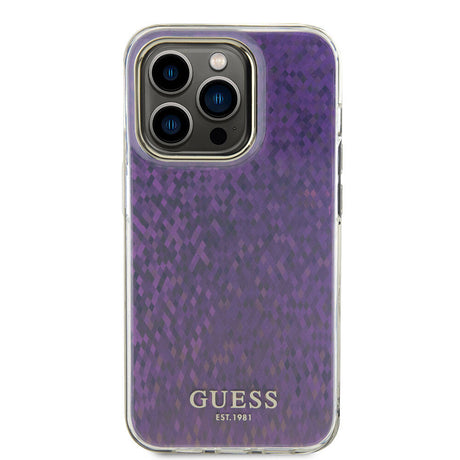 Husa de protectie Guess Hardcase IML Faceted Mirror Disco Iridescent (GUHCP15LHDECMP) compatibil cu iPhone 15 Pro, Roz