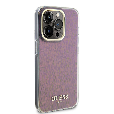Husa de protectie Guess Hardcase IML Faceted Mirror Disco Iridescent (GUHCP15LHDECMP) compatibil cu iPhone 15 Pro, Roz