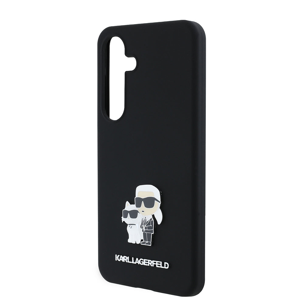 Husa de protectie Karl Lagerfeld Silicone (KLHCS24SSMHKCNPK) compatibil cu Samsung Galaxy S24, Karl&Choupette Metal Pin