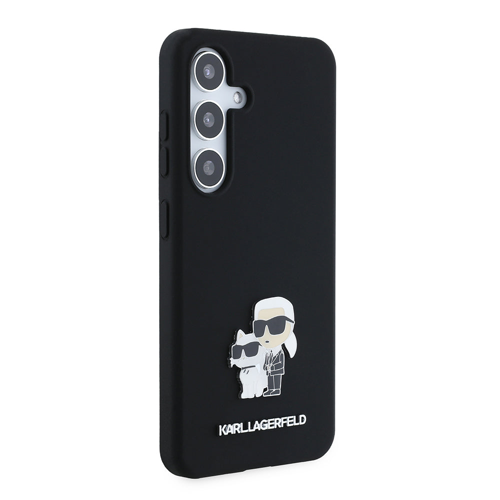 Husa de protectie Karl Lagerfeld Silicone (KLHCS24SSMHKCNPK) compatibil cu Samsung Galaxy S24, Karl&Choupette Metal Pin