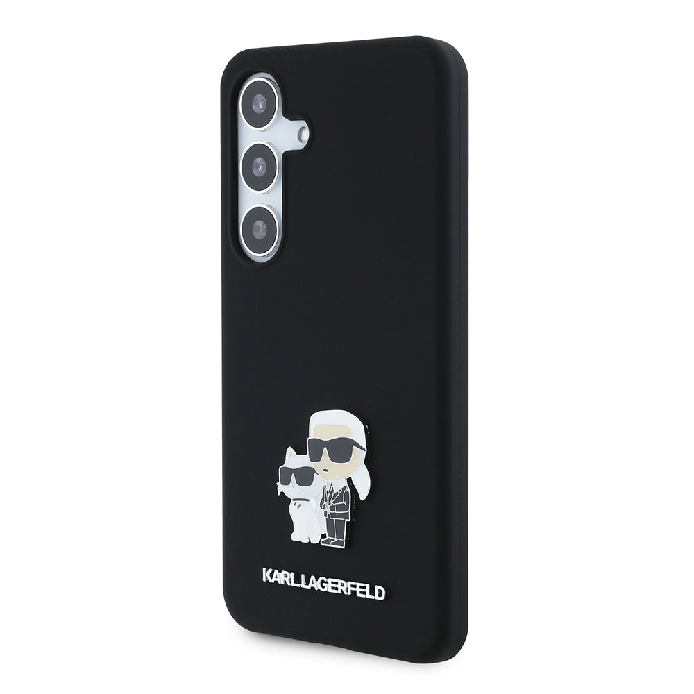 Husa de protectie Karl Lagerfeld Silicone (KLHCS24SSMHKCNPK) compatibil cu Samsung Galaxy S24, Karl&Choupette Metal Pin