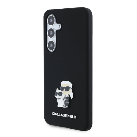 Husa de protectie Karl Lagerfeld Silicone (KLHCS24SSMHKCNPK) compatibil cu Samsung Galaxy S24, Karl&Choupette Metal Pin