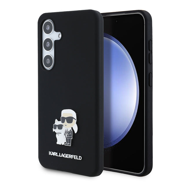 Husa de protectie Karl Lagerfeld Silicone (KLHCS24SSMHKCNPK) compatibil cu Samsung Galaxy S24, Karl&Choupette Metal Pin