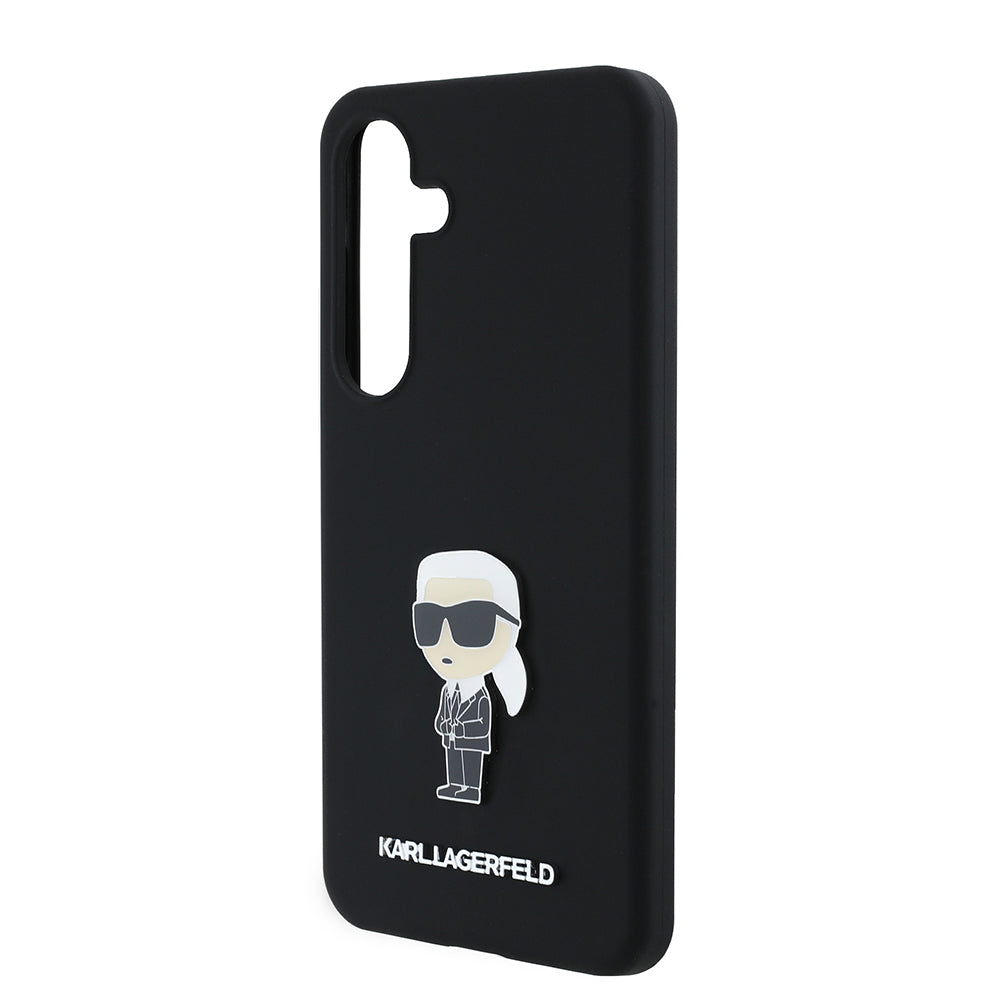 Husa de protectie Karl Lagerfeld Silicone (KLHCS24SSMHKNPK) compatibil cu Samsung Galaxy S24, Ikonik Metal Pin
