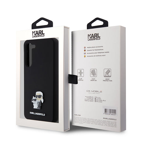Husa de protectie Karl Lagerfeld Silicone (KLHCS23MSMHKCNPK) compatibil cu Samsung Galaxy S23 Plus, Karl&Choupette Metal Pin