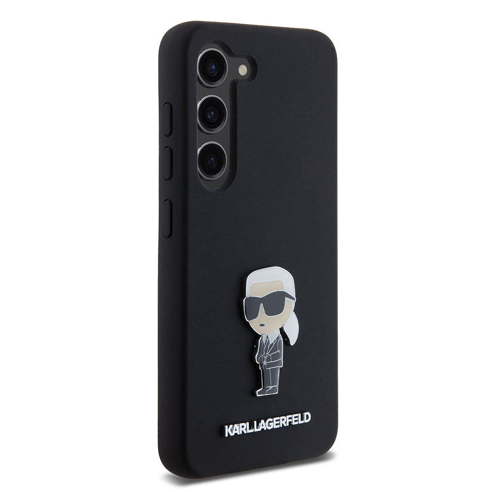 Husa de protectie Karl Lagerfeld Silicone (KLHCS23SSMHKNPK) compatibil cu Samsung Galaxy S23, Ikonik Metal Pin