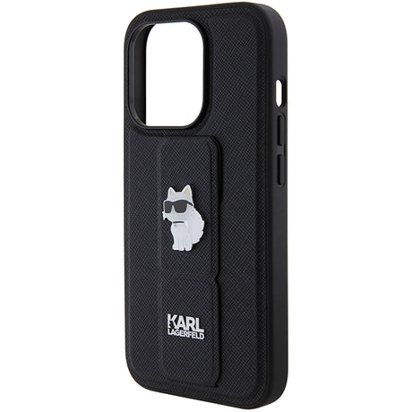 Husa de protectie Karl Lagerfeld Saffiano Gripstand (KLHCP14LGSACHPK) compatibil cu iPhone 14 Pro, Choupette