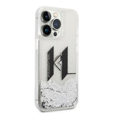Husa de protectie Karl Lagerfeld Hardcase Liquid Glitter (KLHCP14LLBKLCS) compatibil cu iPhone 14 Pro, Big KL