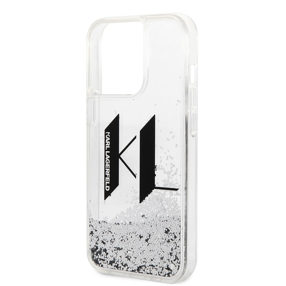 Husa de protectie Karl Lagerfeld Hardcase Liquid Glitter (KLHCP14LLBKLCS) compatibil cu iPhone 14 Pro, Big KL