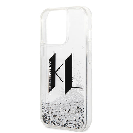 Husa de protectie Karl Lagerfeld Hardcase Liquid Glitter (KLHCP14LLBKLCS) compatibil cu iPhone 14 Pro, Big KL
