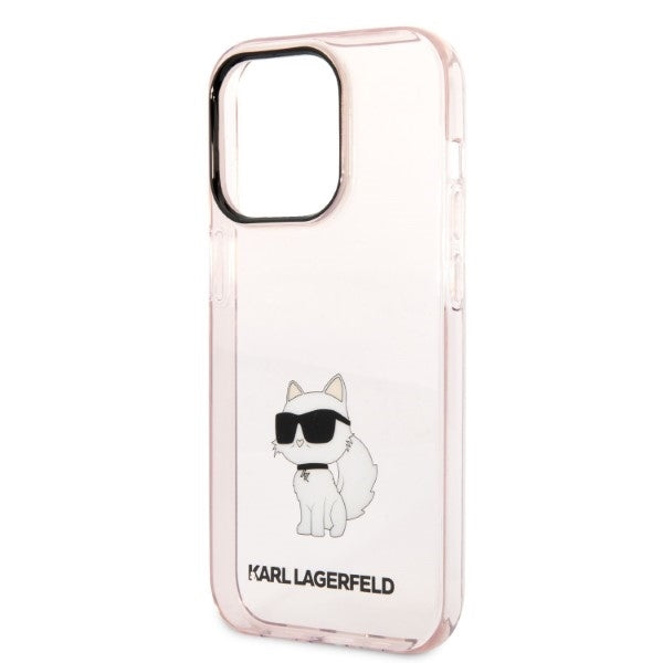 Husa de protectie Karl Lagerfeld Hardcase (KLHCP14LHNCHTCP) compatibil cu iPhone 14 Pro, Roz Ikonik Choupette
