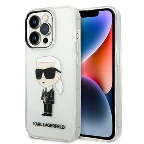 Husa de protectie Karl Lagerfeld Hardcase Transparent (KLHCP14LHNIKTCT) compatibil cu iPhone 14 Pro, Ikonik Karl Lagerfeld