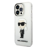 Husa de protectie Karl Lagerfeld Hardcase Transparent (KLHCP14LHNIKTCT) compatibil cu iPhone 14 Pro, Ikonik Karl Lagerfeld