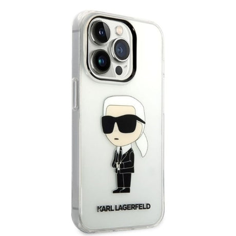 Husa de protectie Karl Lagerfeld Hardcase Transparent (KLHCP14LHNIKTCT) compatibil cu iPhone 14 Pro, Ikonik Karl Lagerfeld