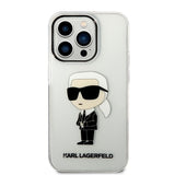 Husa de protectie Karl Lagerfeld Hardcase Transparent (KLHCP14LHNIKTCT) compatibil cu iPhone 14 Pro, Ikonik Karl Lagerfeld