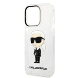 Husa de protectie Karl Lagerfeld Hardcase Transparent (KLHCP14LHNIKTCT) compatibil cu iPhone 14 Pro, Ikonik Karl Lagerfeld
