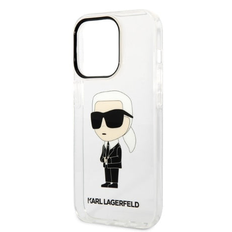 Husa de protectie Karl Lagerfeld Hardcase Transparent (KLHCP14LHNIKTCT) compatibil cu iPhone 14 Pro, Ikonik Karl Lagerfeld