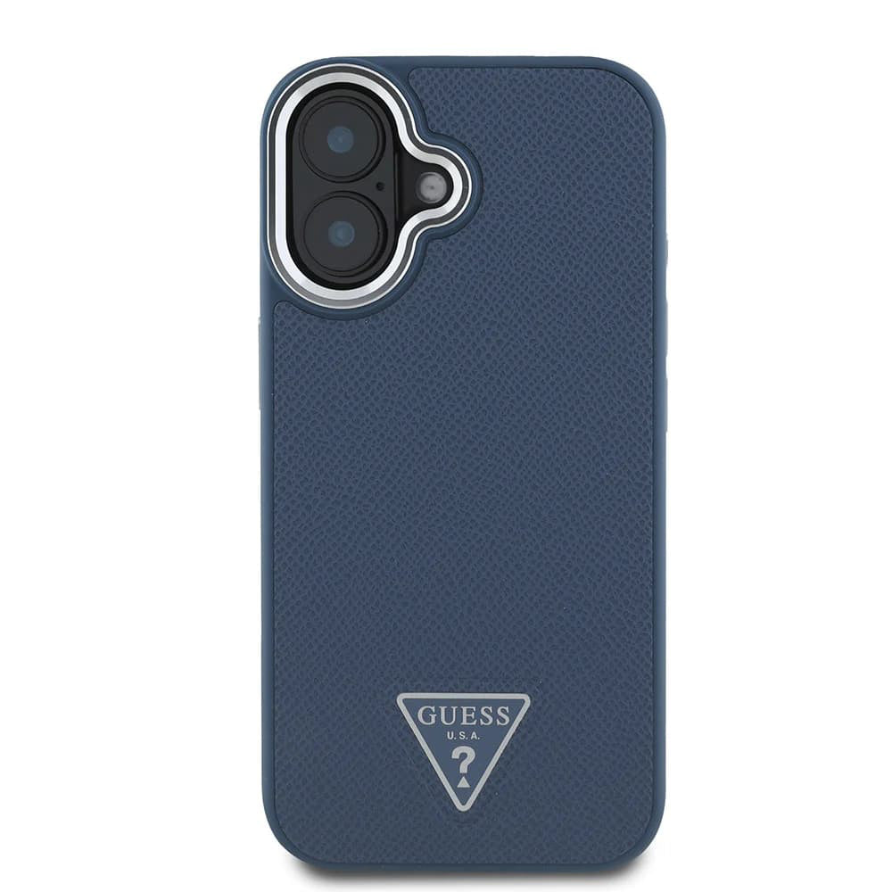 Husa de protectie Guess Grained Triangle MagSafe (GUHMP16SPGTSPSK) compatibil cu iPhone 16, Negru