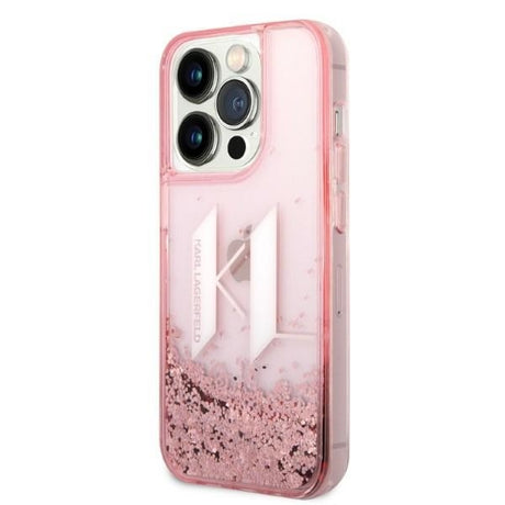 Husa de protectie Karl Lagerfeld Hardcase Glitter (KLHCP14LLBKLCP) compatibil cu iPhone 14 Pro, Roz Liquid Big Kl
