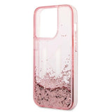 Husa de protectie Karl Lagerfeld Hardcase Glitter (KLHCP14LLBKLCP) compatibil cu iPhone 14 Pro, Roz Liquid Big Kl