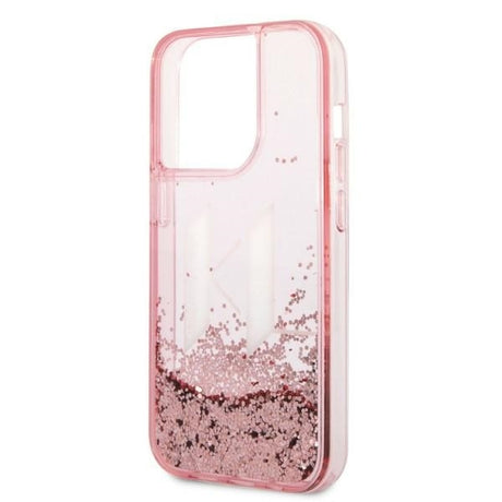Husa de protectie Karl Lagerfeld Hardcase Glitter (KLHCP14LLBKLCP) compatibil cu iPhone 14 Pro, Roz Liquid Big Kl