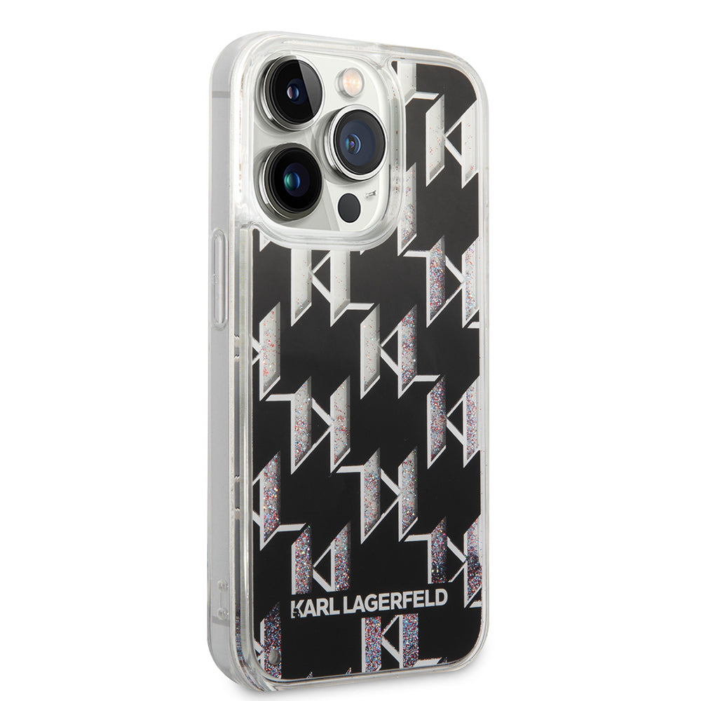 Husa de protectie Karl Lagerfeld Hardcase Liquid Glitter (KLHCP14LLMNMK) compatibil cu iPhone 14 Pro, Monogram